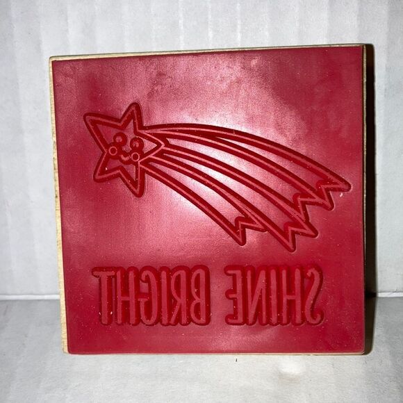 CRAFT SMART Shine Bright Rainbow Shooting Star Wood Rubber Stamp 2.5 x 2.5 inch - Picture 3 of 7